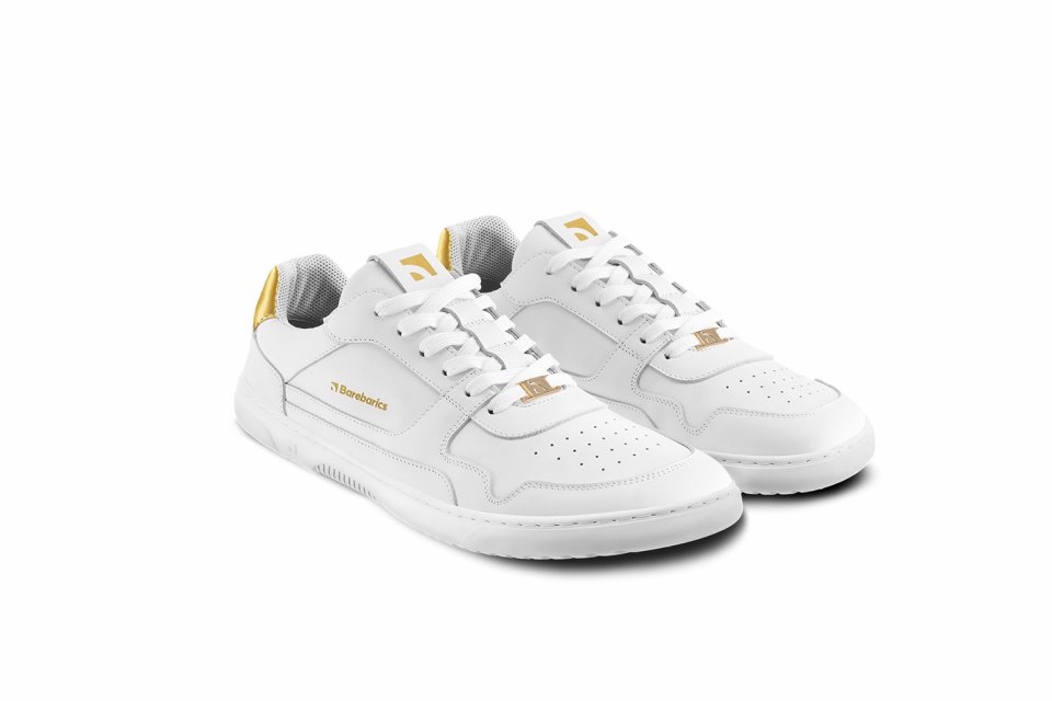 Barefoot tenisky Barebarics Zing - White & Gold - Leather