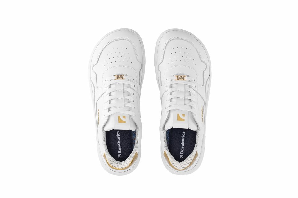 Barefoot tenisky Barebarics Zing - White & Gold - Leather