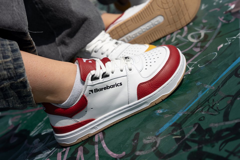 Barefoot Sneakers Barebarics Wave - White & Crimson Red