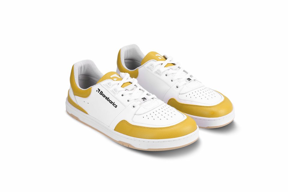 Barefoot tenisky Barebarics Wave - White & Sunset Yellow