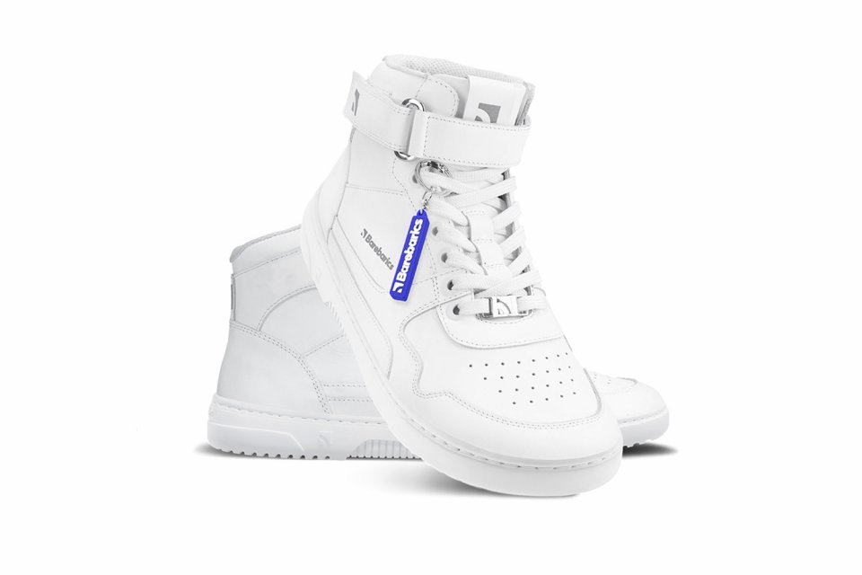 Barefoot tenisky Barebarics Zing - High Top - All White - Leather