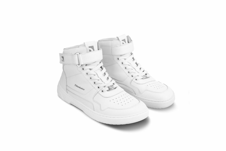 Barefoot tenisky Barebarics Zing - High Top - All White - Leather