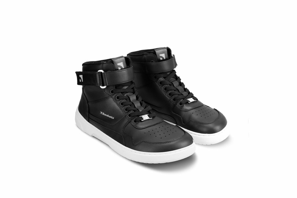 Barefoot Sneakers Barebarics Zing - High Top - Black & White - Leather