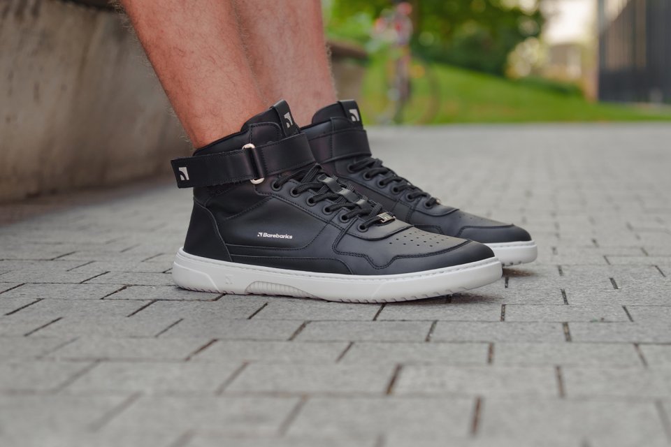 Barefoot Sneakers Barebarics Zing - High Top - Black & White - Leather