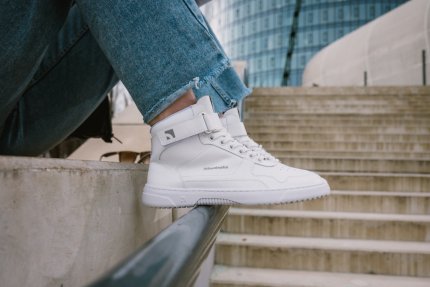 Barefoot tenisky Barebarics Zing - High Top - All White - Leather