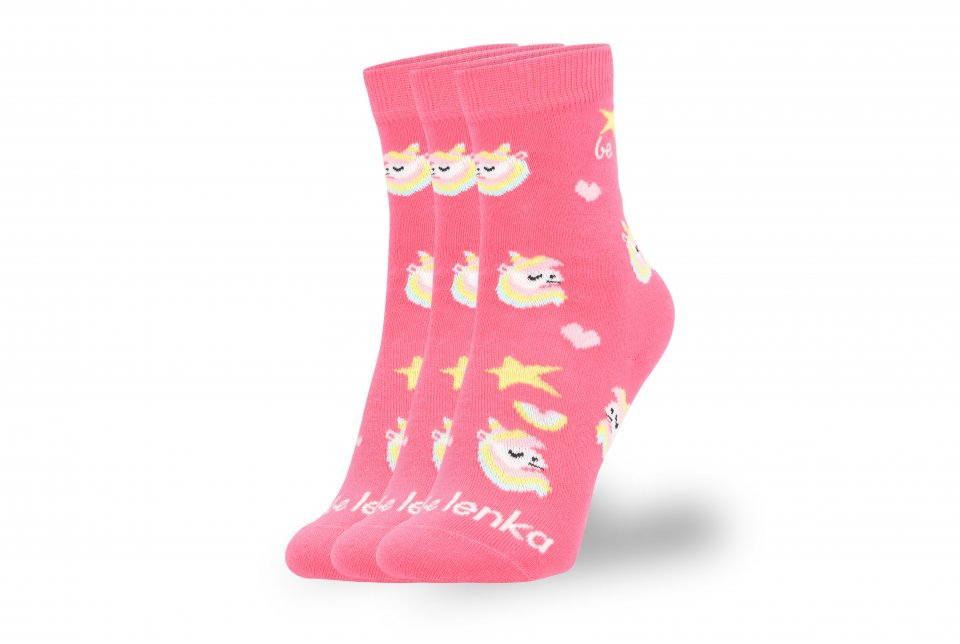 Chaussettes enfants Barefoot Be Lenka Kids - Crew - Unicorn - BubleGum Pink - 3 pack