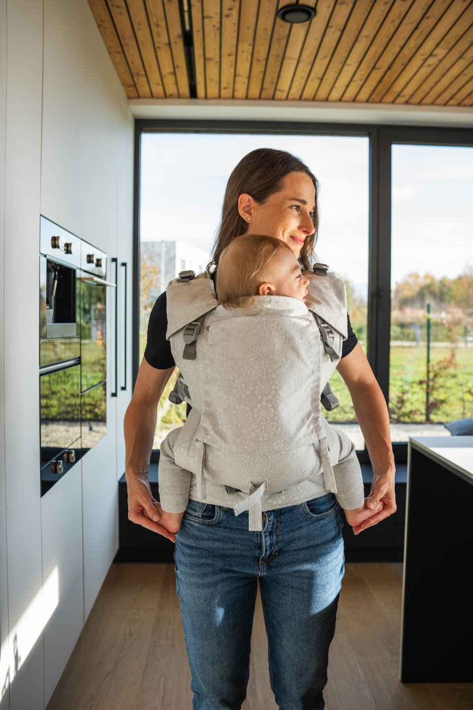 Baby carrier - Be Lenka Mini - Folklore - Light Grey