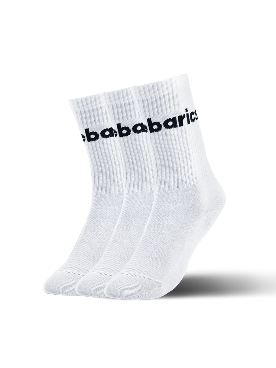 Barebarics - Barefoot Socks - Crew - White - Big logo - 3 pack