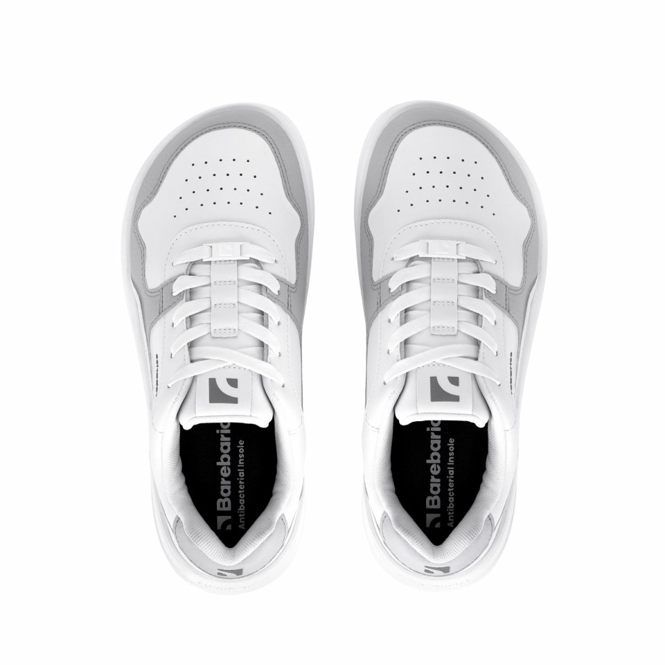 Barefoot Sneakers Barebarics Zing - White & Light Grey - Leather