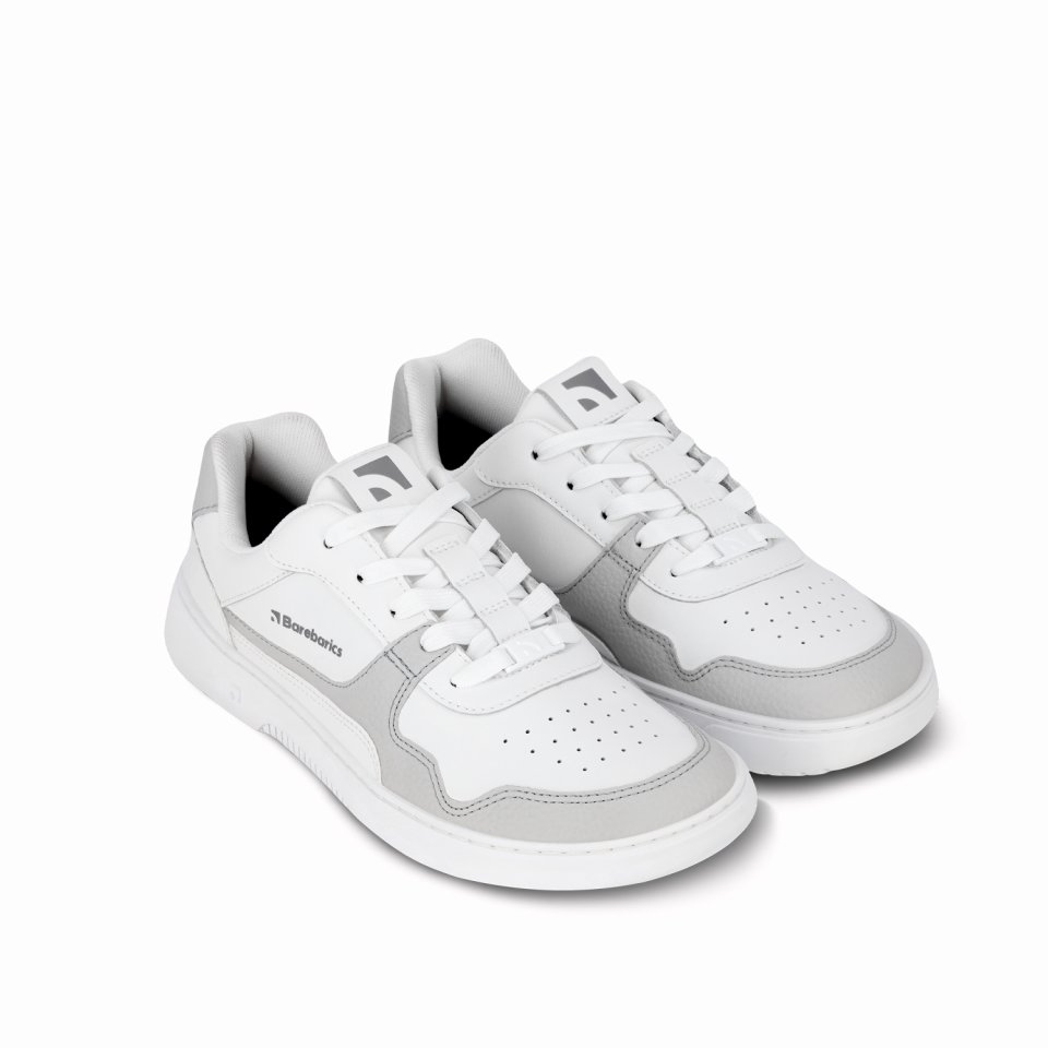 Barefoot Sneakers Barebarics Zing - White & Light Grey - Leather