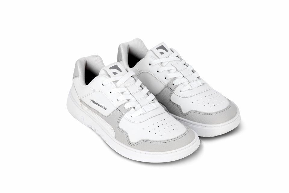 Barefoot Sneakers Barebarics Zing - White & Light Grey - Leather