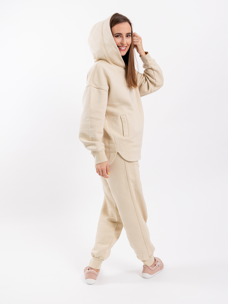 Damen-Hoodie mit Kapuze Be Lenka Essentials - Beige