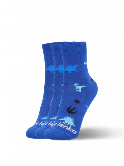 Dětské barefootové ponožky Be Lenka Kids - Crew - Dino - Royal Blue - 3 pack