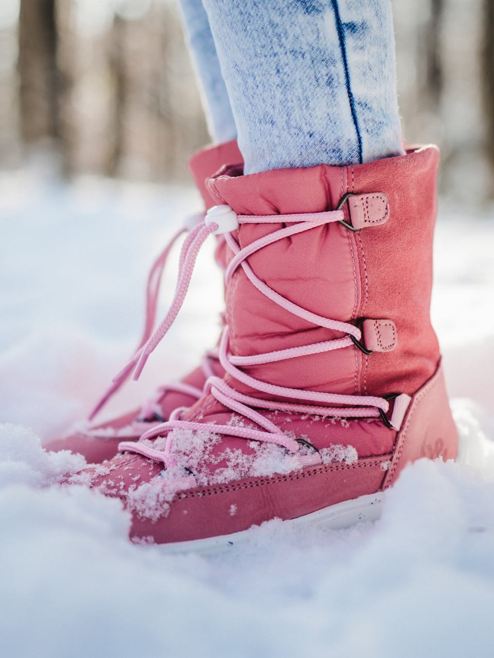 Zapatos de invierno para niño barefoot  Be Lenka Snowfox Kids 2.0 - Rose Pink