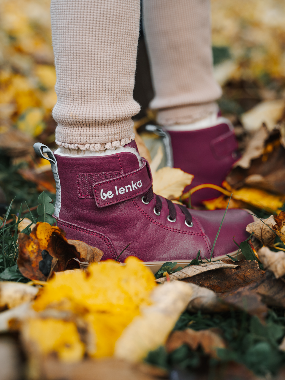 Dziecięce buty zimowe barefoot Be Lenka Winter Kids - Dark Cherry Red