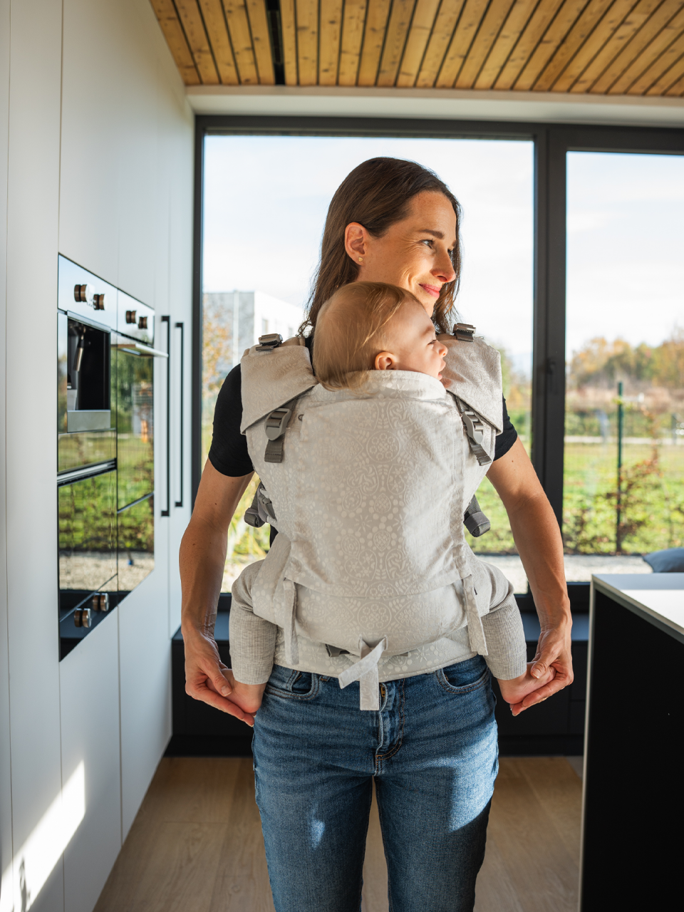 Baby carrier - Be Lenka Mini - Folklore - Light Grey