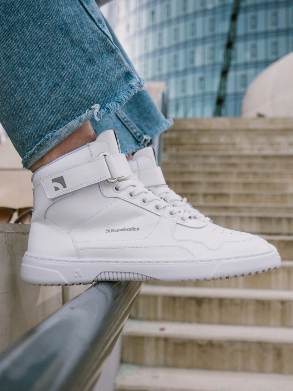 Barefoot Sneakers Barebarics Zing - High Top - All White - Leather