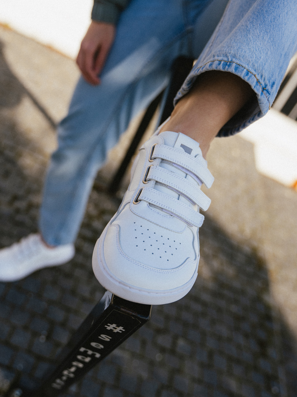 Barefoot Sneakers Barebarics Zing Velcro - All White - Leather