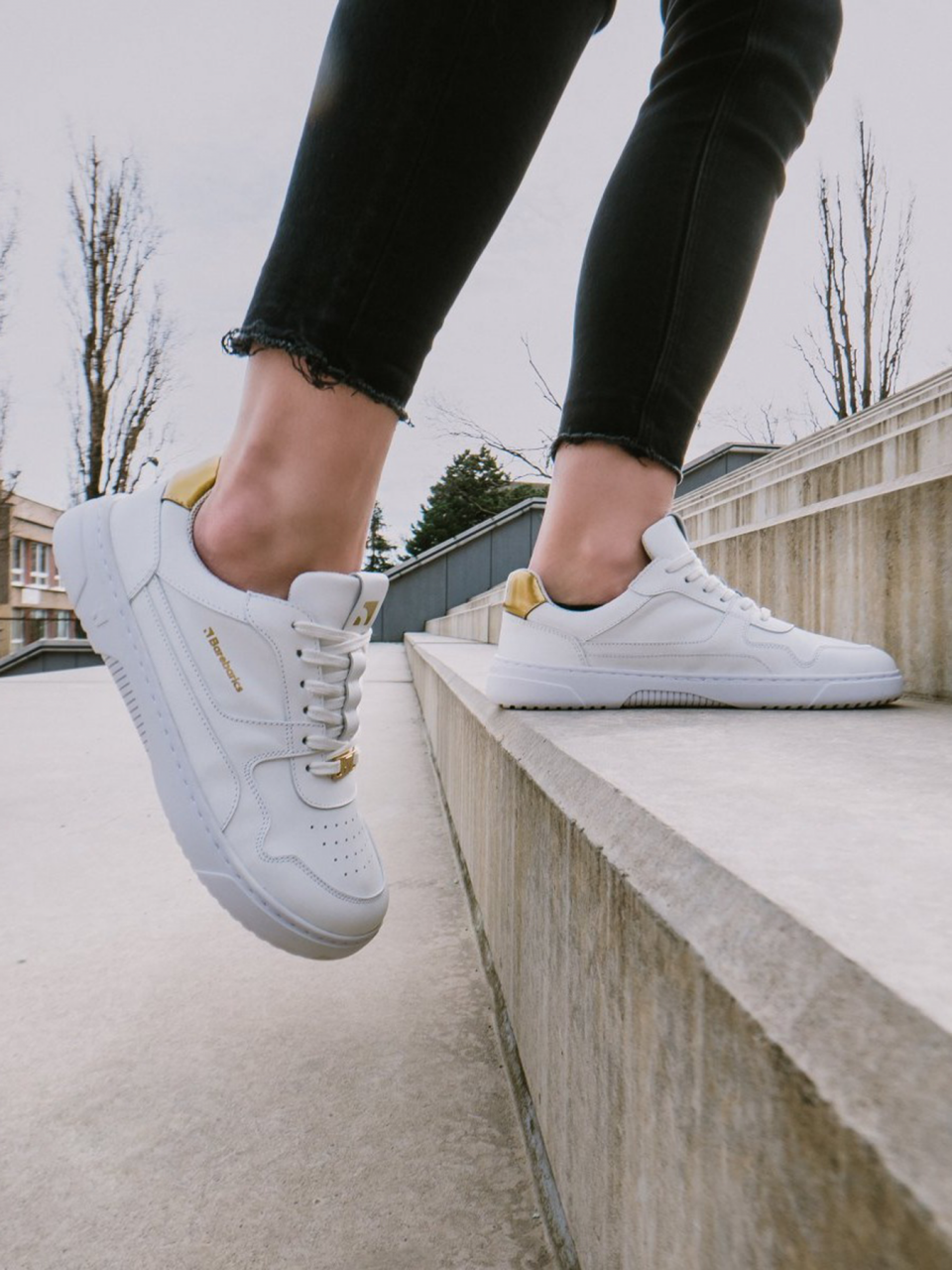 Barefoot Sneakers Barebarics Zing - White & Gold - Leather