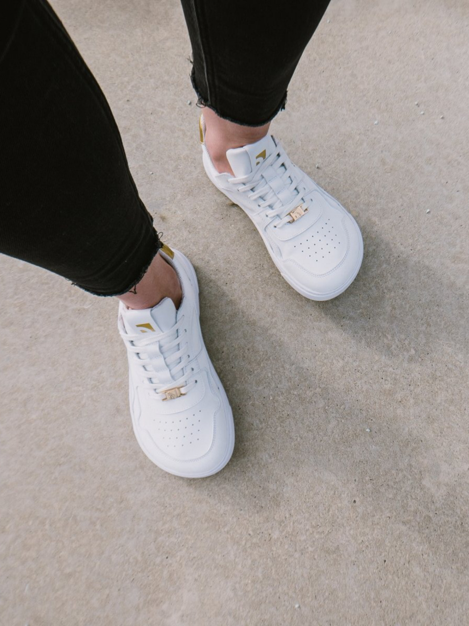 Barefoot Sneakers Barebarics Zing - White & Gold - Leather