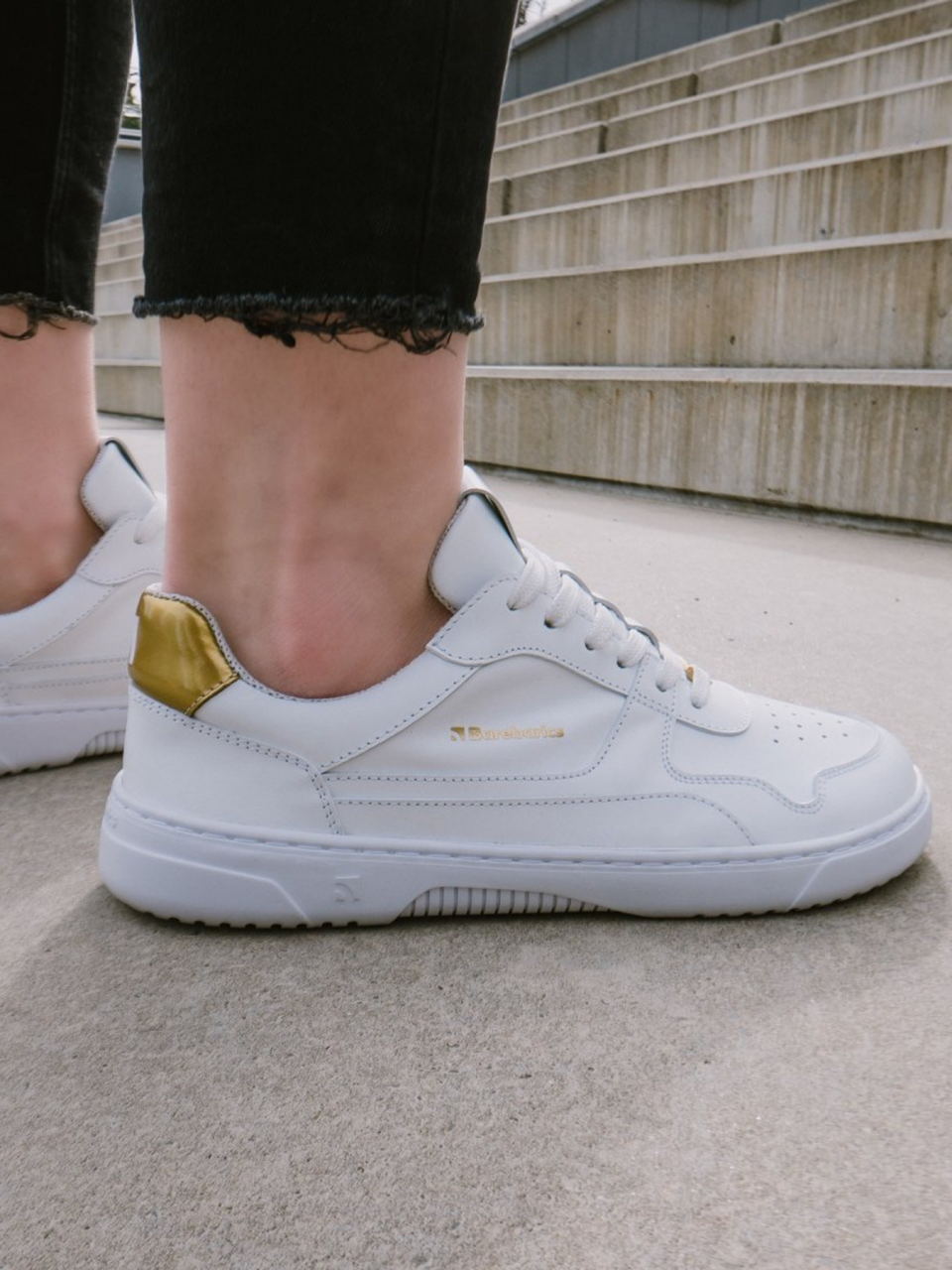 Barefoot Sneakers Barebarics Zing - White & Gold - Leather