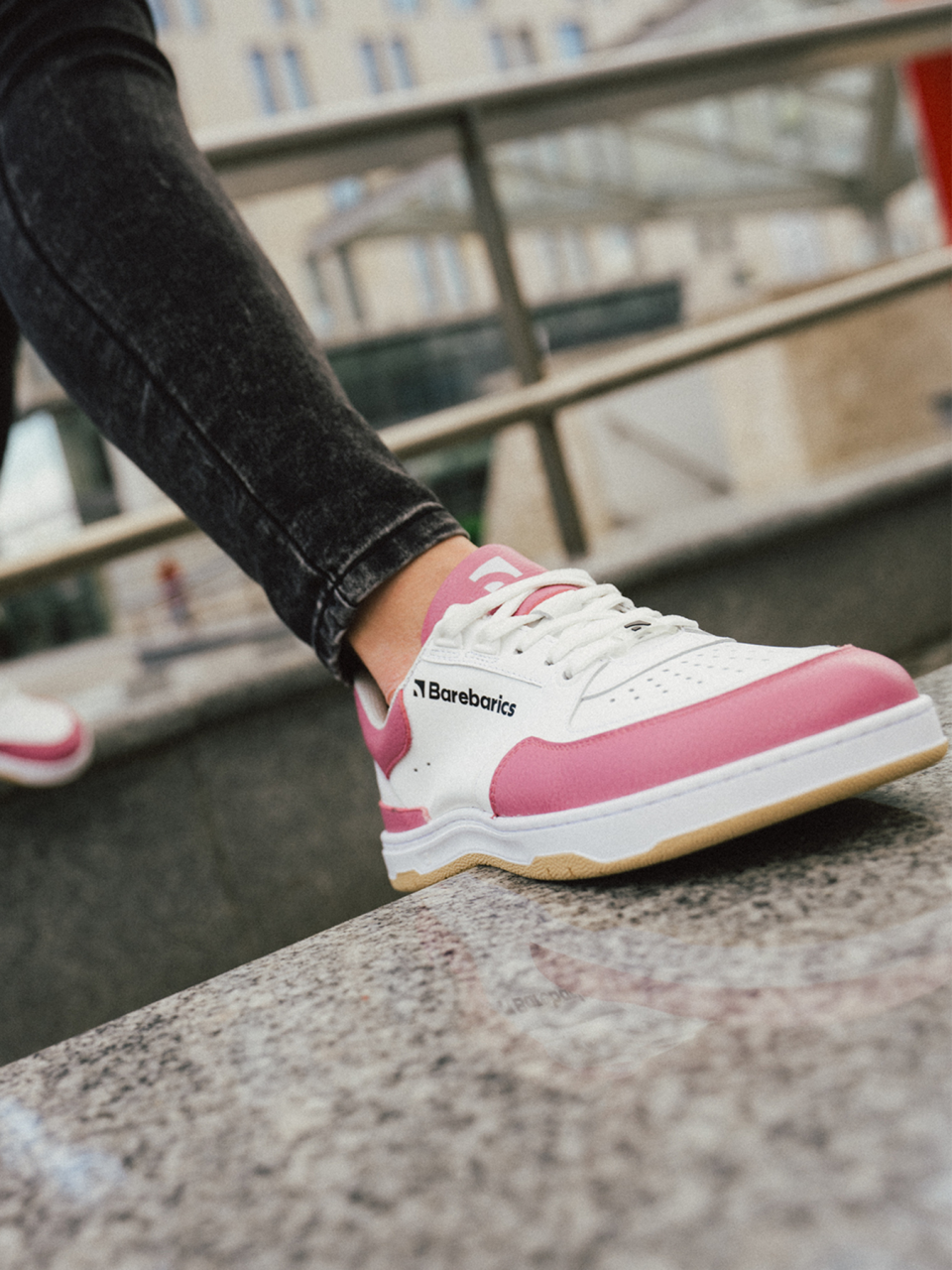 Barefoot Sneakers Barebarics Wave - White & BubbleGum Pink