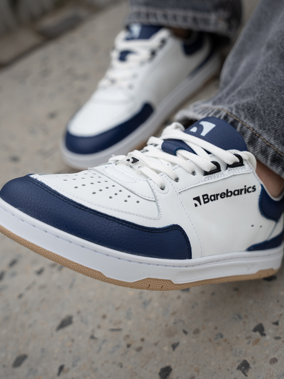 Barefoot Sneakers Barebarics Wave - White & Dark Blue