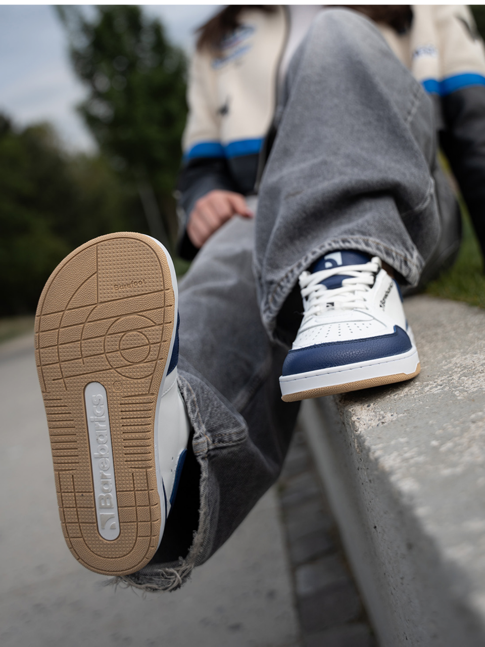 Barefoot Sneakers Barebarics Wave - White & Dark Blue