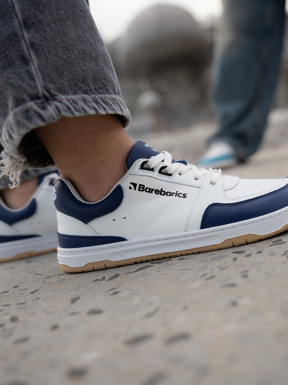 Barefoot Sneakers Barebarics Wave - White & Dark Blue