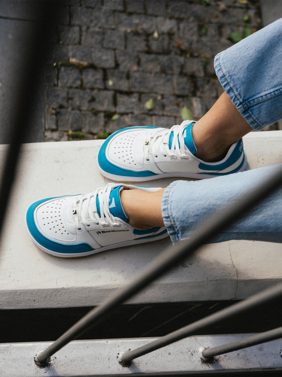 Barefoot Sneakers Barebarics Wave - White & Dark Turquoise