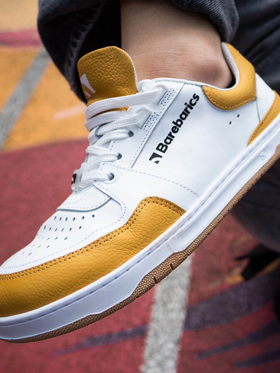 Barefoot Sneakers Barebarics Wave - White & Sunset Yellow