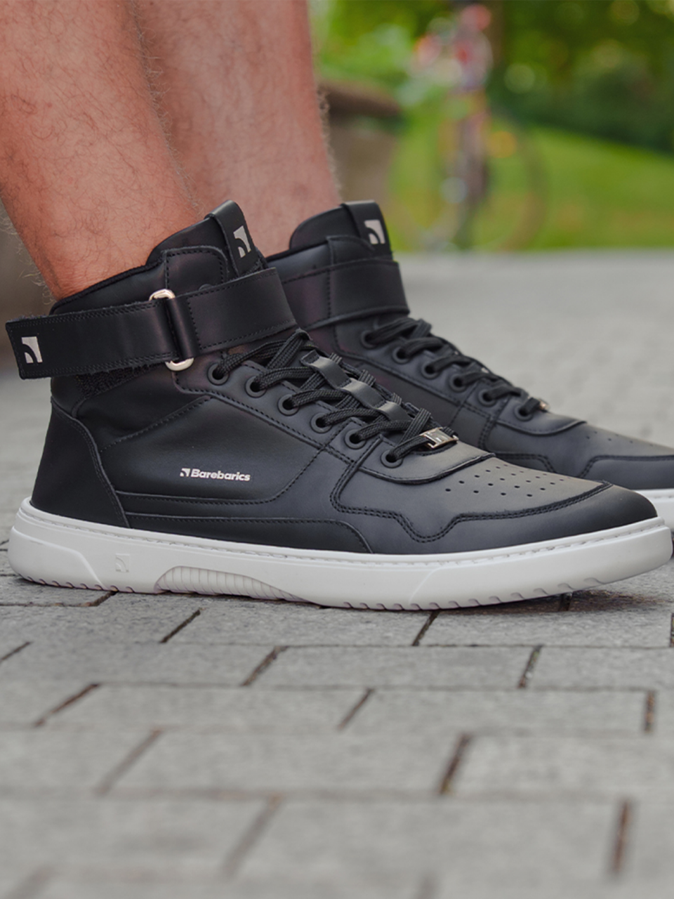 Barefoot tornacipő Barebarics Zing - High Top - Black & White - Leather