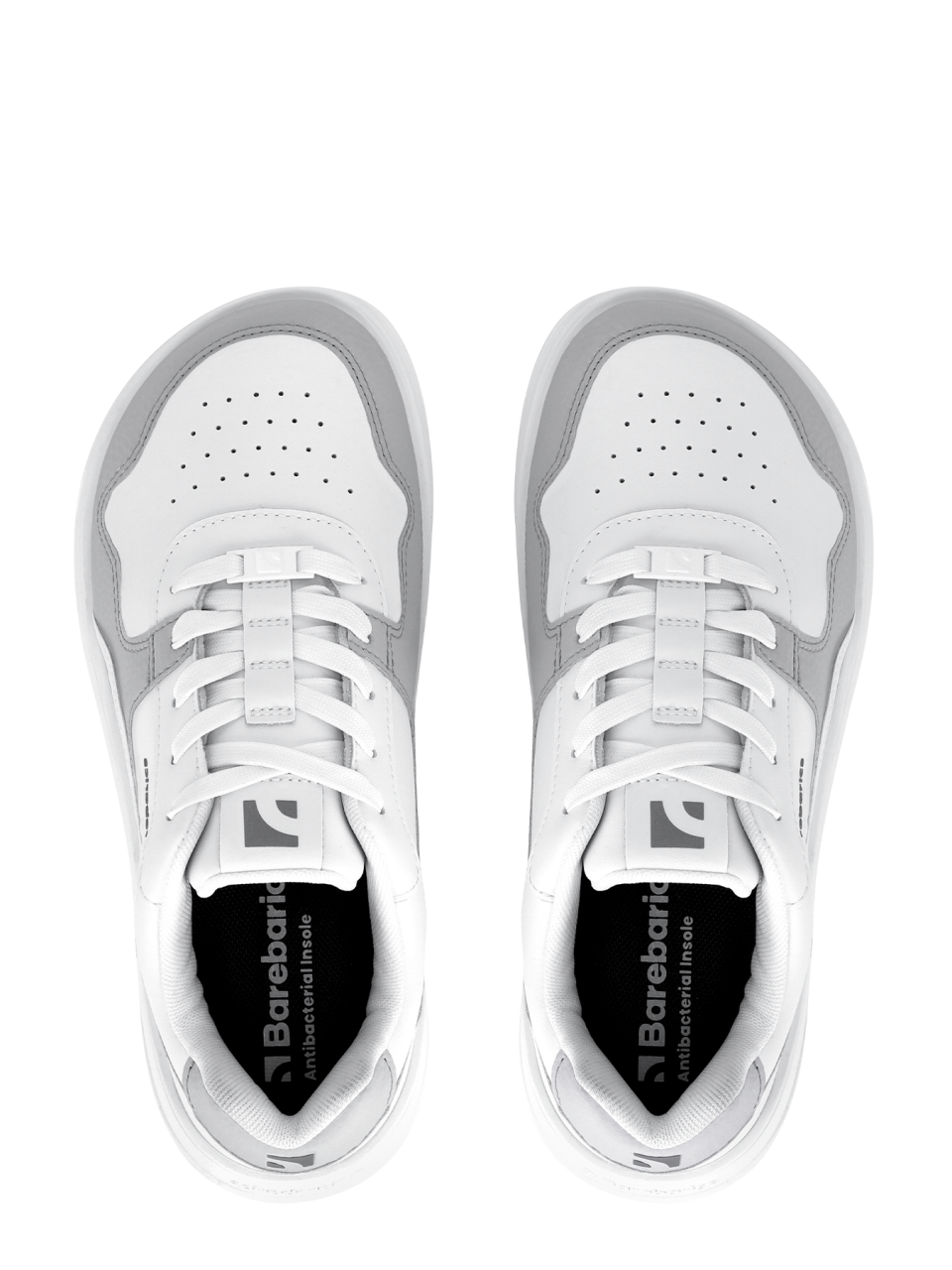 Barefoot Sneakers Barebarics Zing - White & Light Grey - Leather