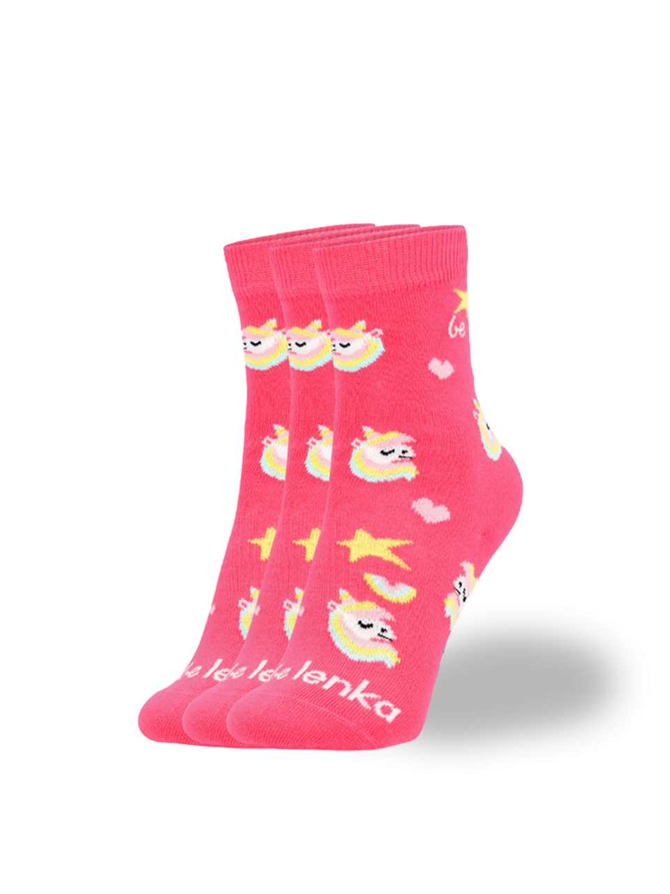 Chaussettes enfants Barefoot Be Lenka Kids - Crew - Unicorn - BubleGum Pink - 3 pack