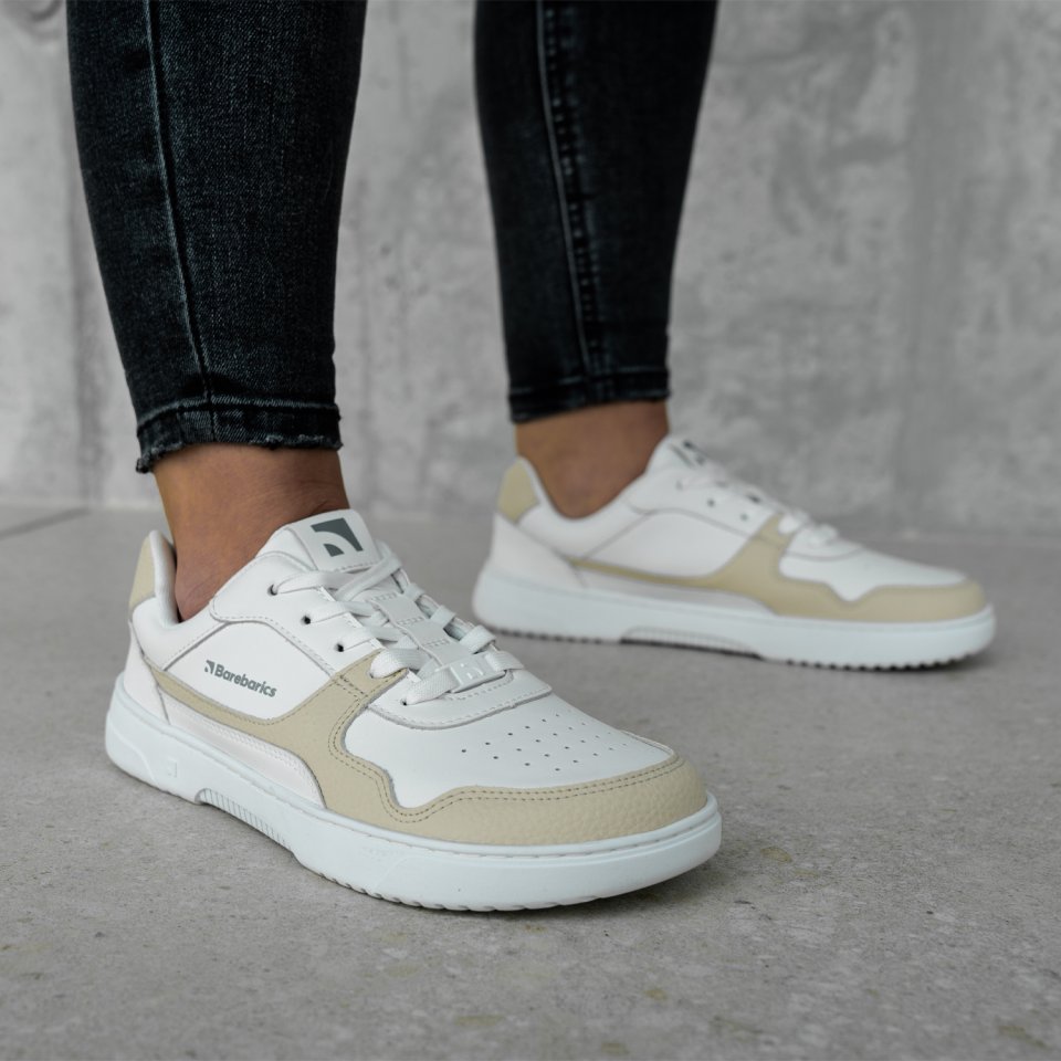 Barefoot Sneakers Barebarics Zing - White & Cream - Leather