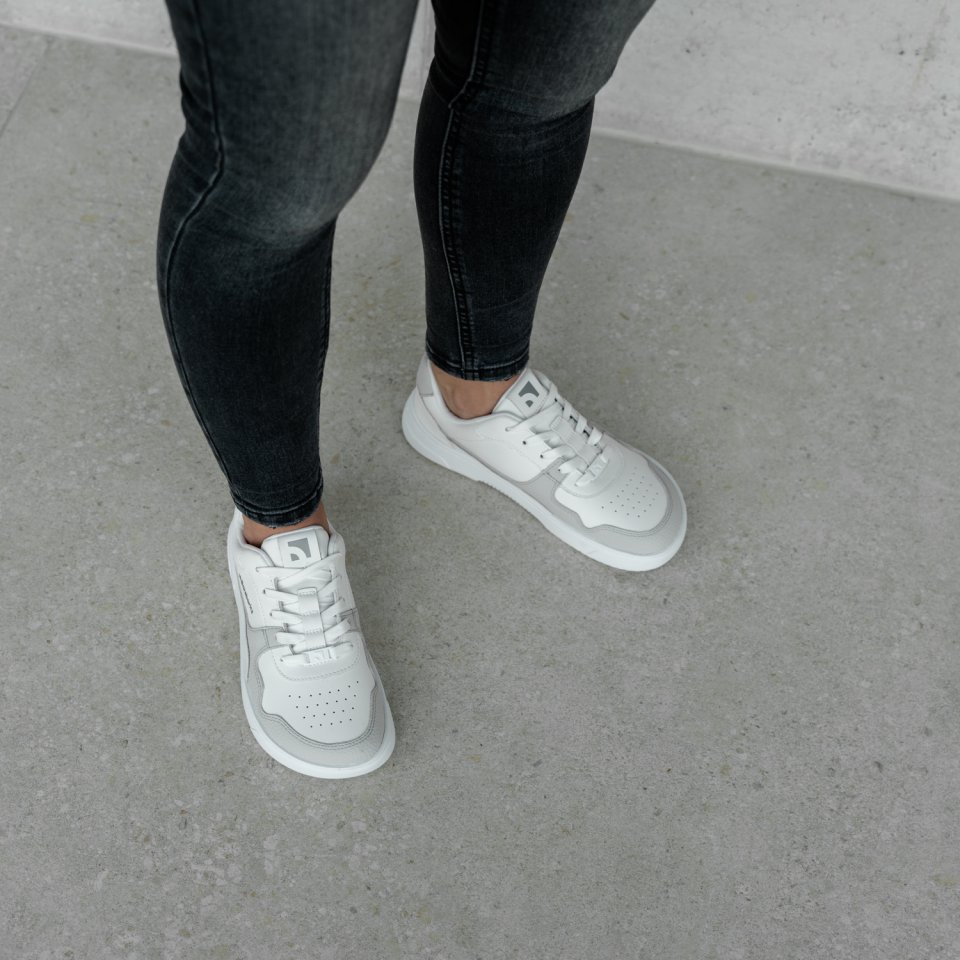 Barefoot Sneakers Barebarics Zing - White & Light Grey - Leather