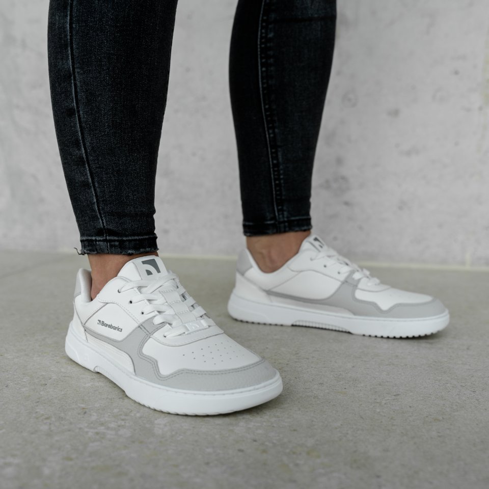 Barefoot Sneakers Barebarics Zing - White & Light Grey - Leather