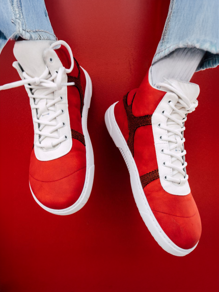 Barefoot tenisky Barebarics Hifly - Red & White