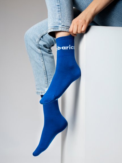 Barebarics - Barefoot Ponožky - Crew - Cobalt Blue - Big logo