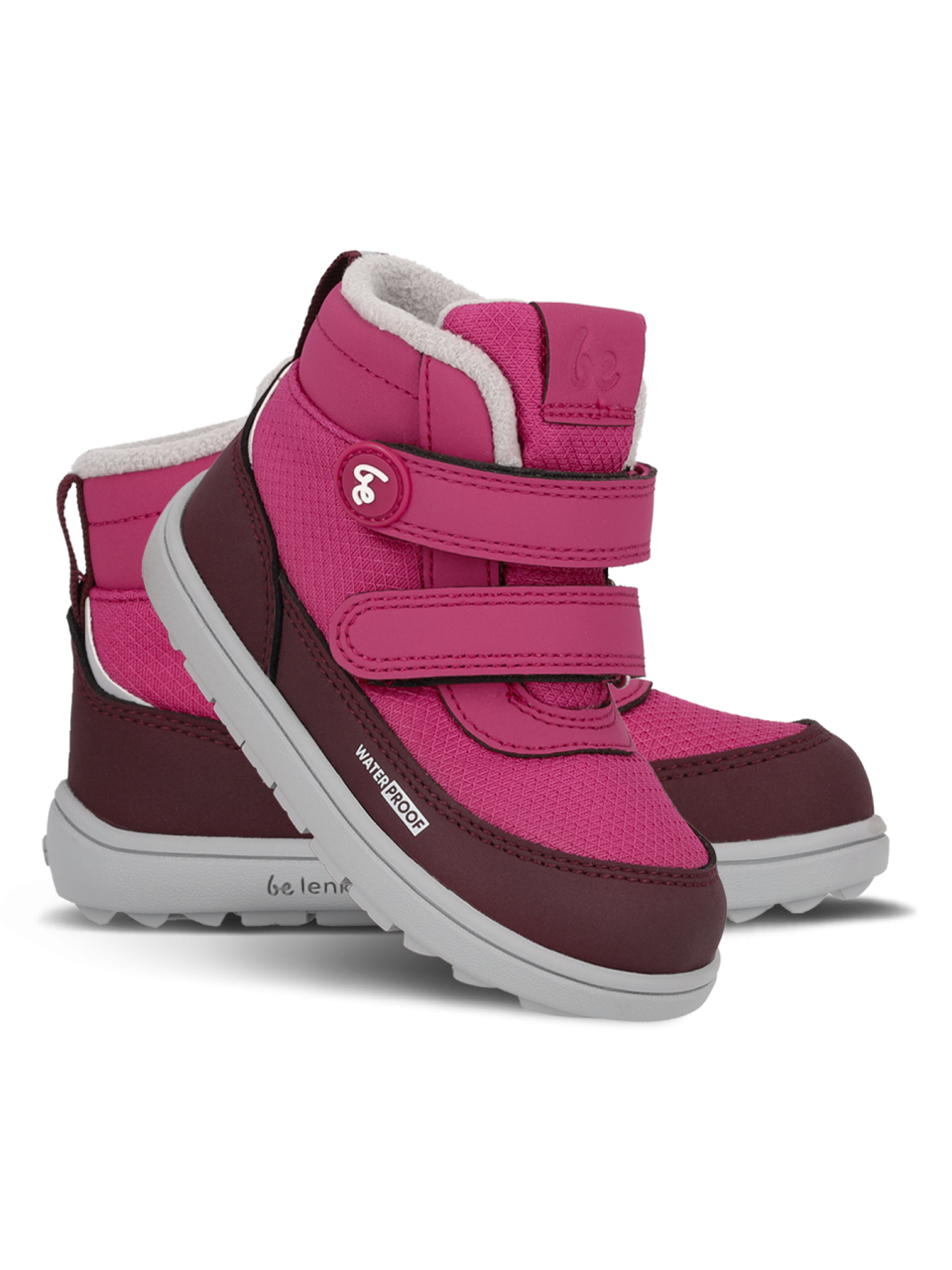 Detské zimné barefoot topánky Be Lenka Zippu Preschool - Berry & Grey